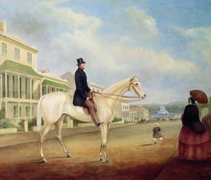 Cavaleiro em um cavalo branco, provavelmente em Macquarie Street North, c.1850